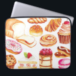 Vintage bakery and pastry water colour style doodl laptop sleeve<br><div class="desc">Vintage bakery and pastry water colour style doodle</div>