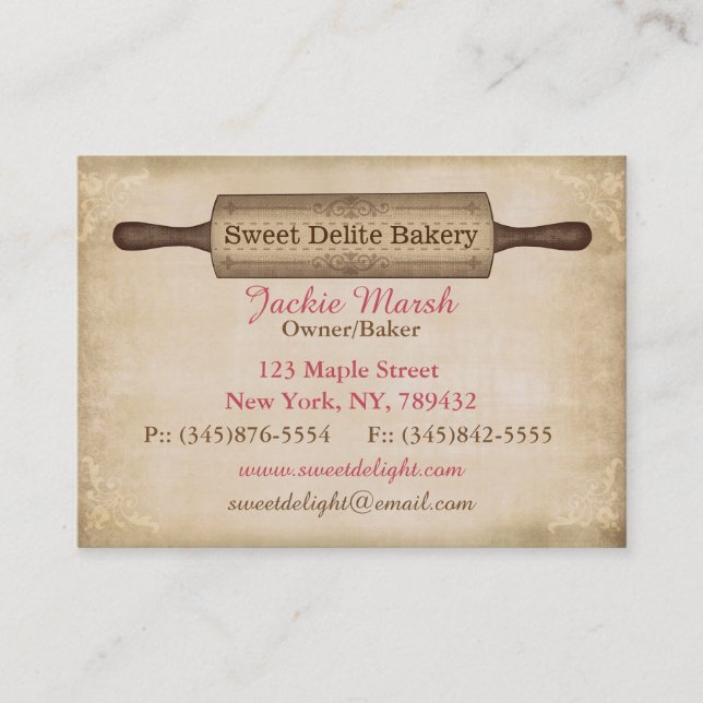 Vintage Bakery Business Card Template (Front)