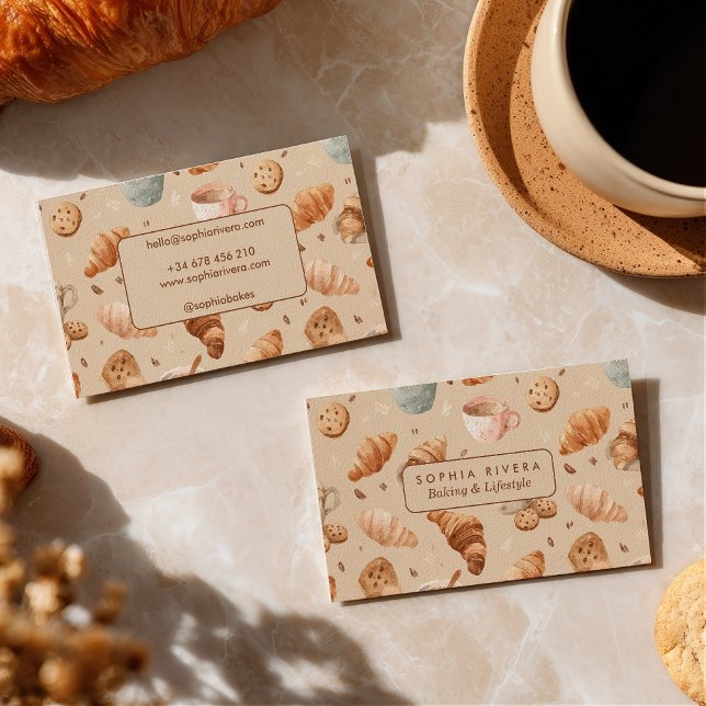 Vintage Bakery Croissant Cookie Coffee Food Business Card (Vintage Bakery Croissant Cookie Coffee Food Business Card)