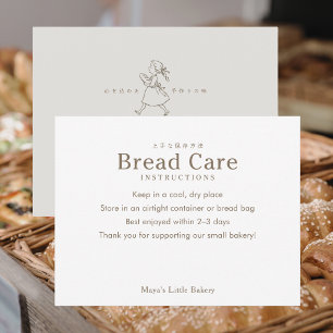 Vintage Bakery Girl Logo Bread Care Instructions Thank You Card