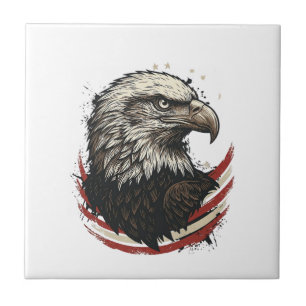 Vintage Bald Eagle Patriotic Engraving Shirt Desig Ceramic Tile
