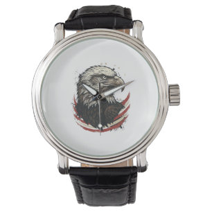 Vintage Bald Eagle Patriotic Engraving Shirt Desig Watch