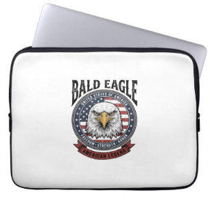 Vintage Bald Eagle Patriotic T-Shirt Design_1 Laptop Sleeve