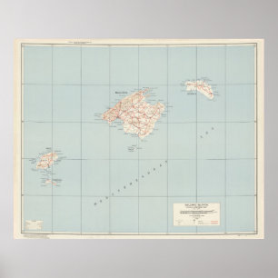 Vintage Balearic Islands Map (1943) Poster