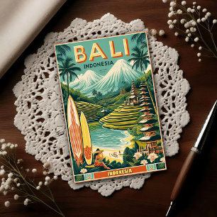 Vintage Bali, Indonesia Travel Postcard