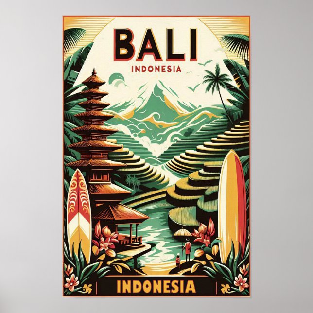 Vintage Bali Travel Poster (Front)
