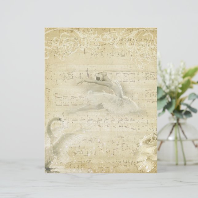 Vintage ballerina and swan (Standing Front)