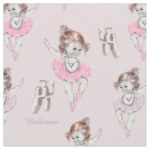 Vintage Ballerina Baby and Ballet Slippers In Pink Fabric