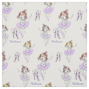 Vintage Ballerina Baby w Ballet Slippers Lavender Fabric