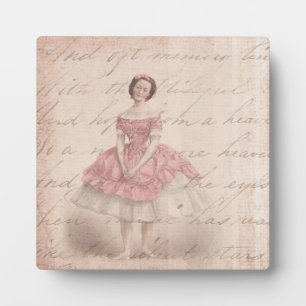 Vintage Ballerina Girl in a Pink Tutu Plaque