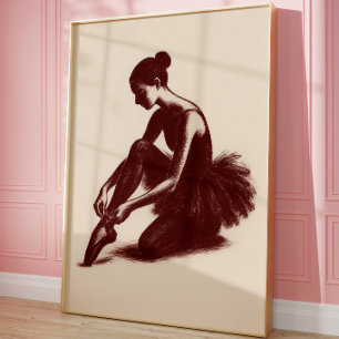 Vintage Ballet Dancer Poster   Elegant Ballerina