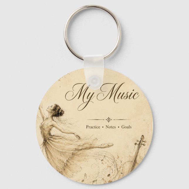 Vintage Ballet Music Keychain (Front)