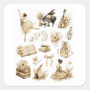 Vintage Ballet Music Sticker Sheet