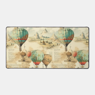 Vintage Balloon Wilderness Map Mountain Desk Mat