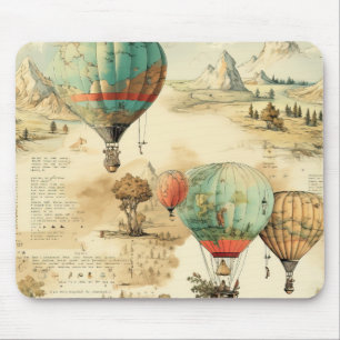 Vintage Balloon Wilderness Map Mountain Mouse Pad