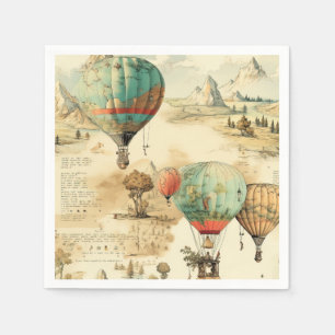 Vintage Balloon Wilderness Map Mountain Napkin