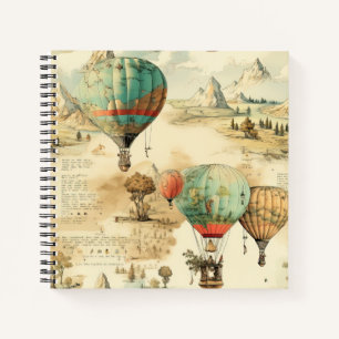 Vintage Balloon Wilderness Map Mountain Notebook