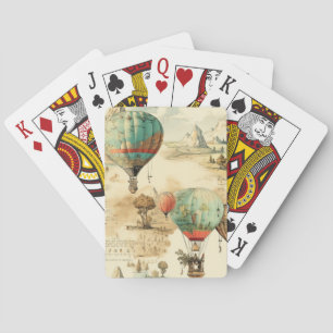 Vintage Balloon Wilderness Map Mountain Playing Cards