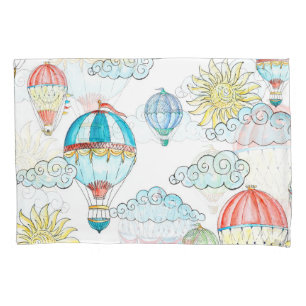 Vintage Balloons: Whimsical Watercolor Seamless. Pillowcase