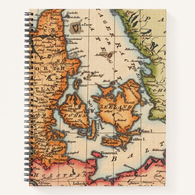 Vintage Baltic Map of Denmark & Swedish Straits Notebook (Front)