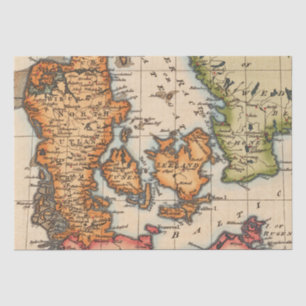 Vintage Baltic Map of Denmark & Swedish Straits Tissue Paper