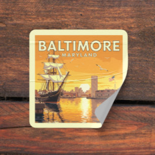 Vintage Baltimore Maryland Square Sticker