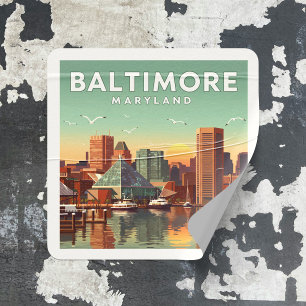 Vintage Baltimore Maryland Square Sticker