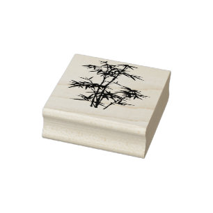 Vintage Bamboo Forest Illustration Rubber Stamp