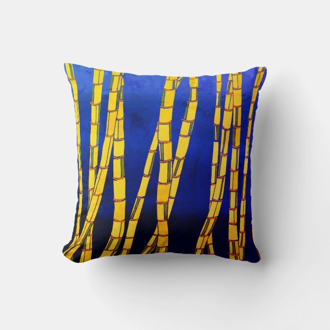 Vintage Bamboo Throw Pillow (Front)