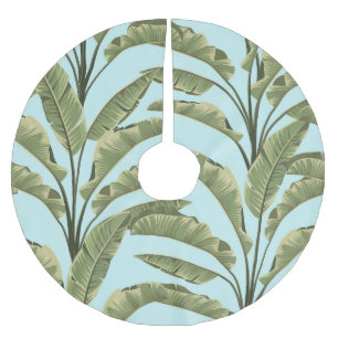 Vintage Banana Leaves: Tropical Seamless. Brushed Polyester Tree Skirt