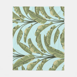 Vintage Banana Leaves: Tropical Seamless. Fleece Blanket