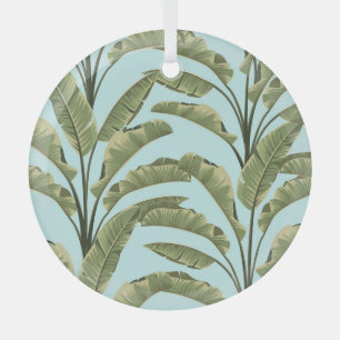 Vintage Banana Leaves: Tropical Seamless. Glass Tree Decoration