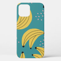 Vintage banana pattern, blue background.