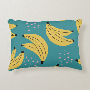 Vintage banana pattern, blue background. decorative cushion