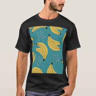 Vintage banana pattern, blue background. T-Shirt