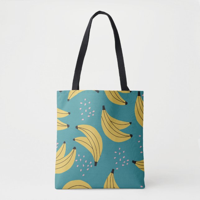 Vintage banana pattern, blue background. tote bag (Front)