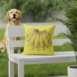 Vintage Bananas Yellow Outdoor Pillows