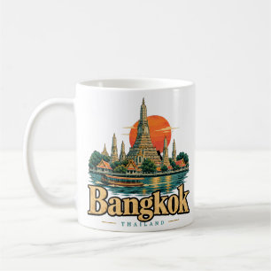 Vintage Bangkok Thailand Travel Art Landmark Coffee Mug