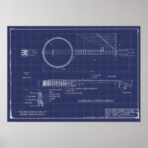 Vintage Banjo Blueprints Poster