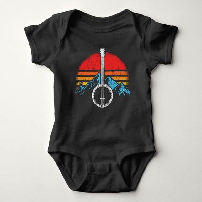 Vintage Banjo Player Bluegrass Musician Baby Bodysuit (Front)