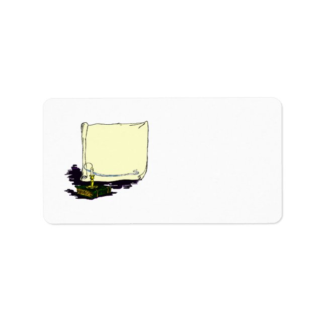 Vintage Banner and Book with Candle Template Label (Front)