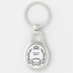 Vintage banner Crown crest names Keychain