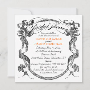Vintage Banner Flourish Script Bridal Shower Invitation