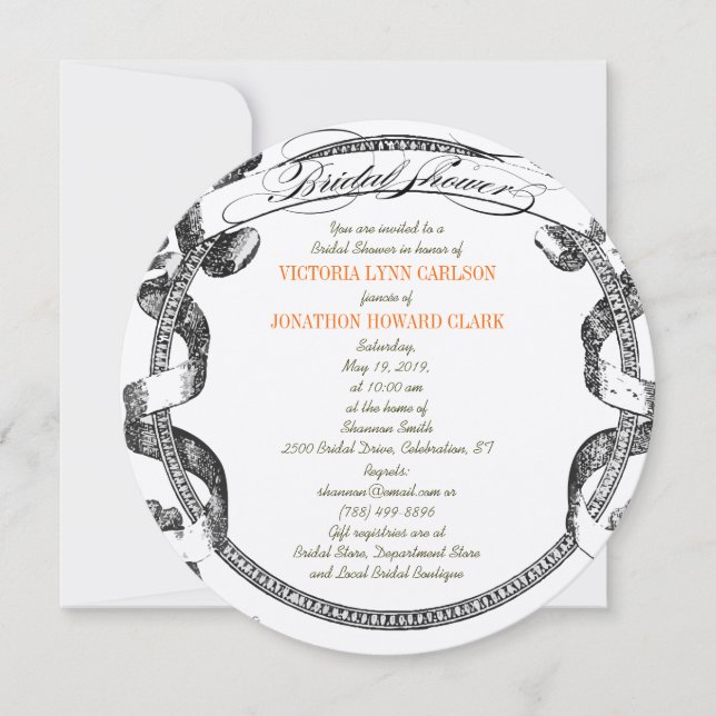Vintage Banner Flourish Script Bridal Shower Invitation (Front)