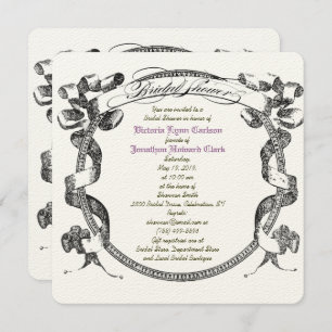 Vintage Banner Flourish Script Bridal Shower Invitation
