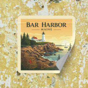 Vintage Bar Harbor Maine Square Sticker