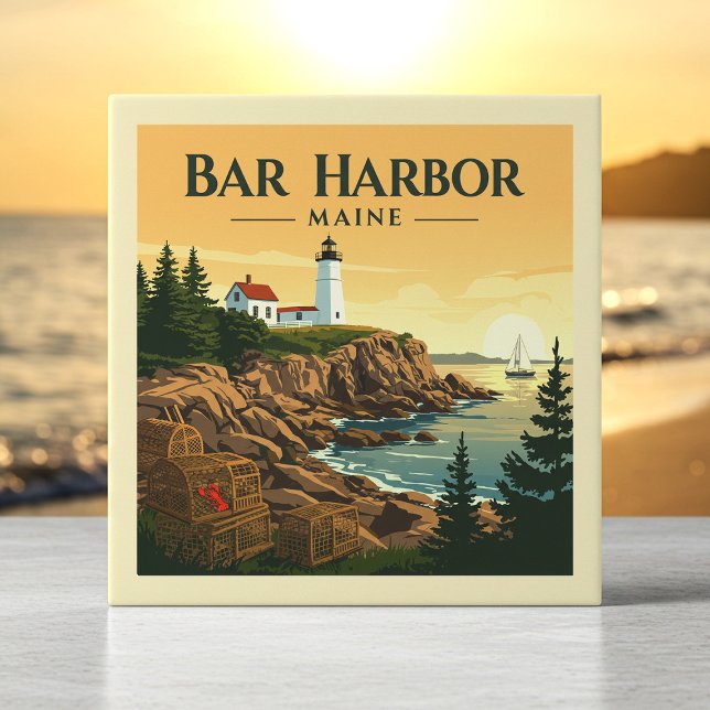 Vintage Bar Harbour Maine Ceramic Tile (Creator Uploaded)