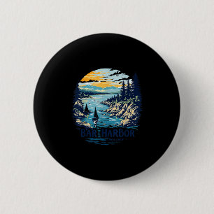 Vintage Bar Harbour Maine Sunset Coastal Cityscape 6 Cm Round Badge