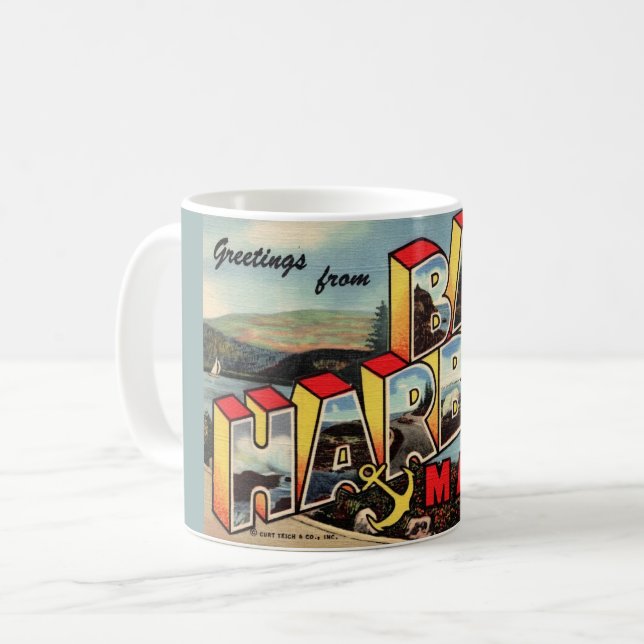 Vintage Bar Harbour Postcard Mug (Front Left)