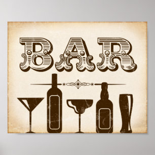 Vintage BAR Sign Print
